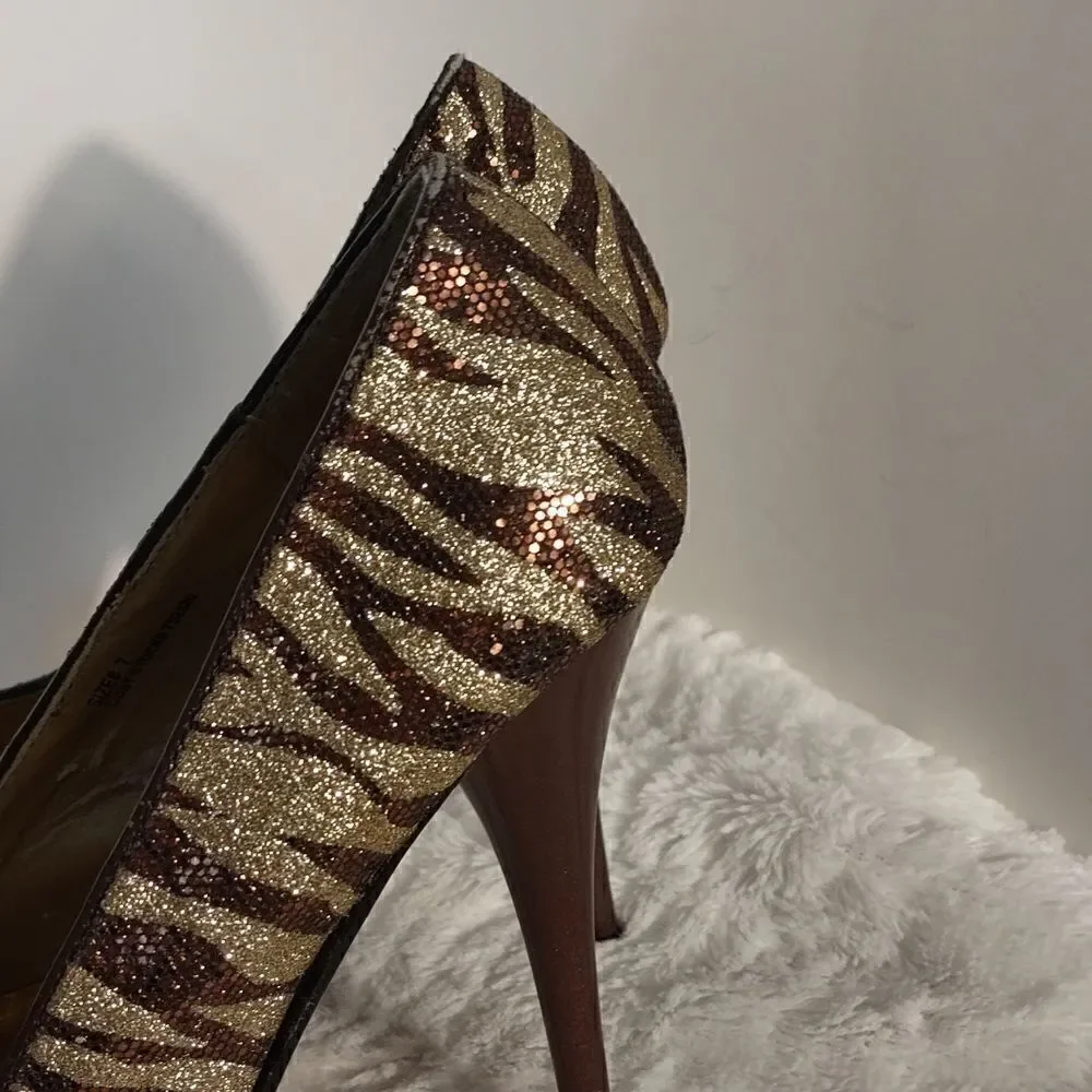 Qupid Zebra Glitter Platforms